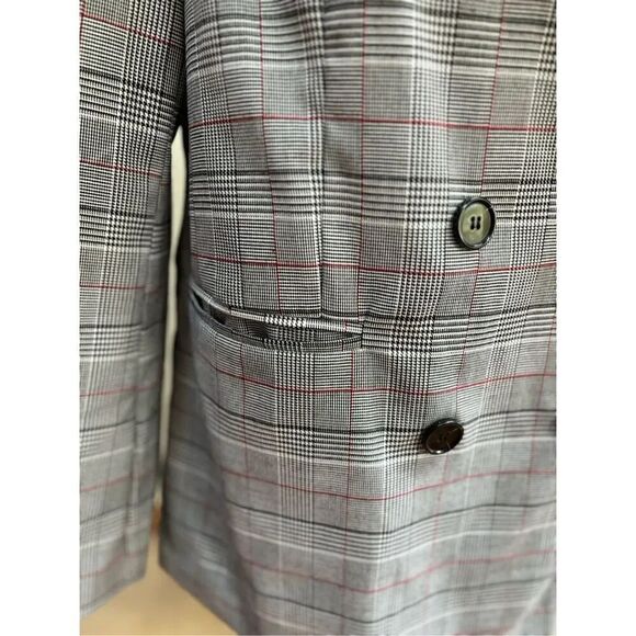 Amazon NWT L lined double breasted black plaid blazer w-large front pockets - Picture 3 of 6